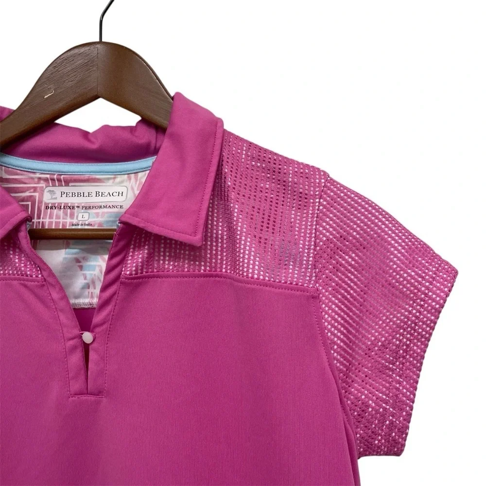 Pebble Beach Dry Luxe Pink Performance Golf Shirt Women’s Large - Picture 1 of 9